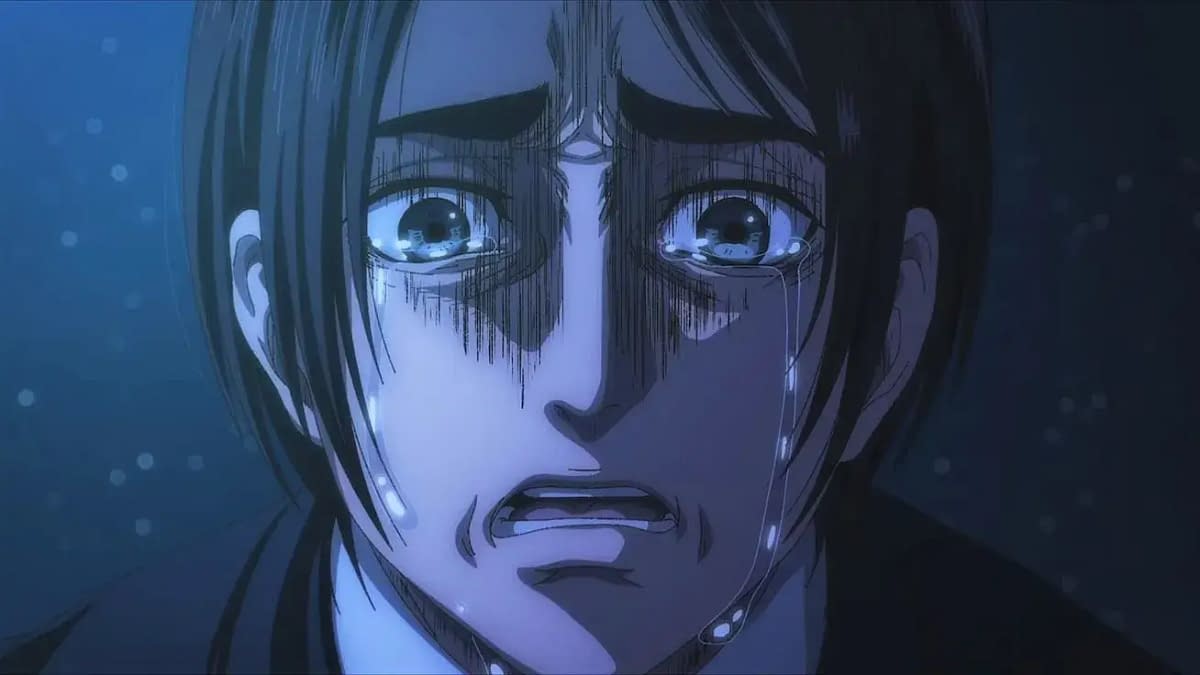 Eren crying in Attack on Titan